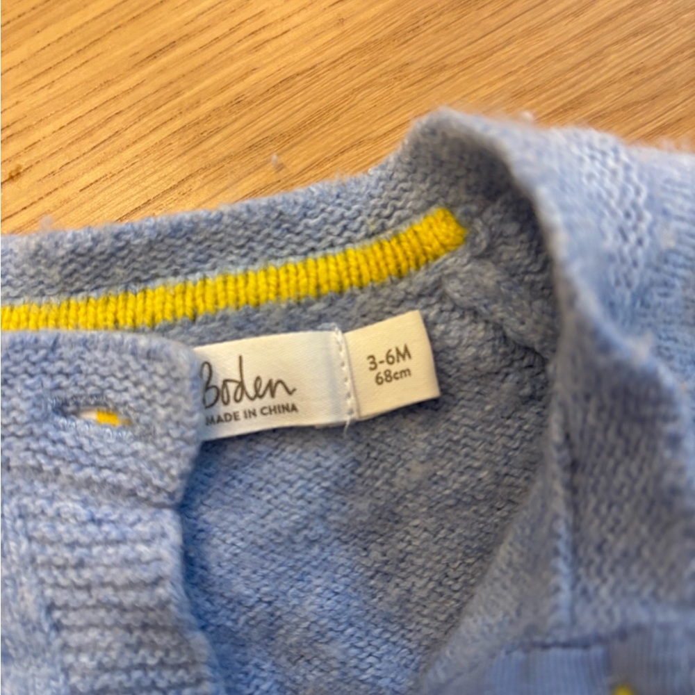 Boden Light Blue Baby Knit with Yellow Trim
